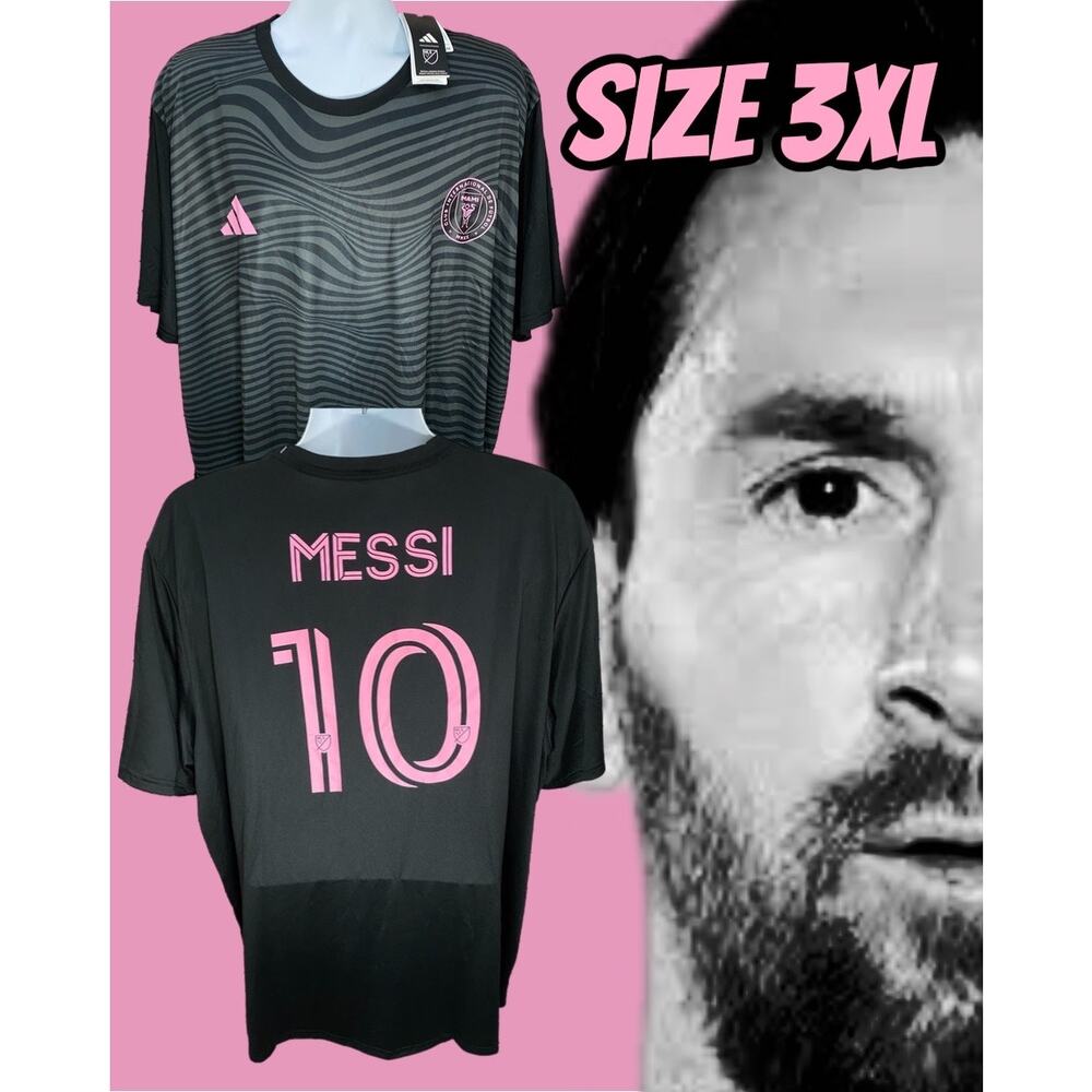 Inter Miami Messi #10 Jersey Adidas Dri-FIT Black Pink Crest Men’s 3XL